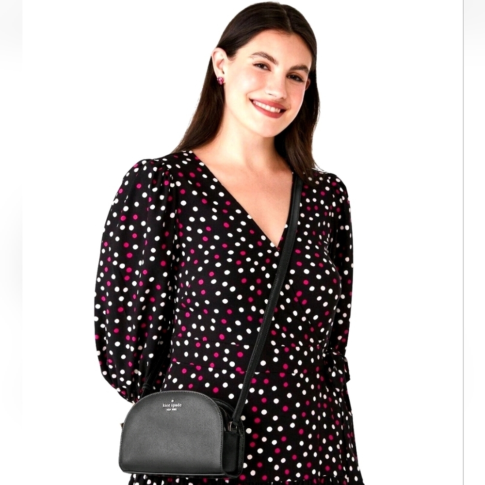 New Kate Spade Perry Leather Dome Crossbody Black Nwt - Picture 2 of 4